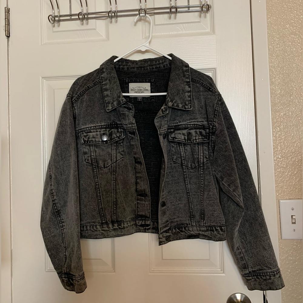 Washed Black Denim Jacket size L